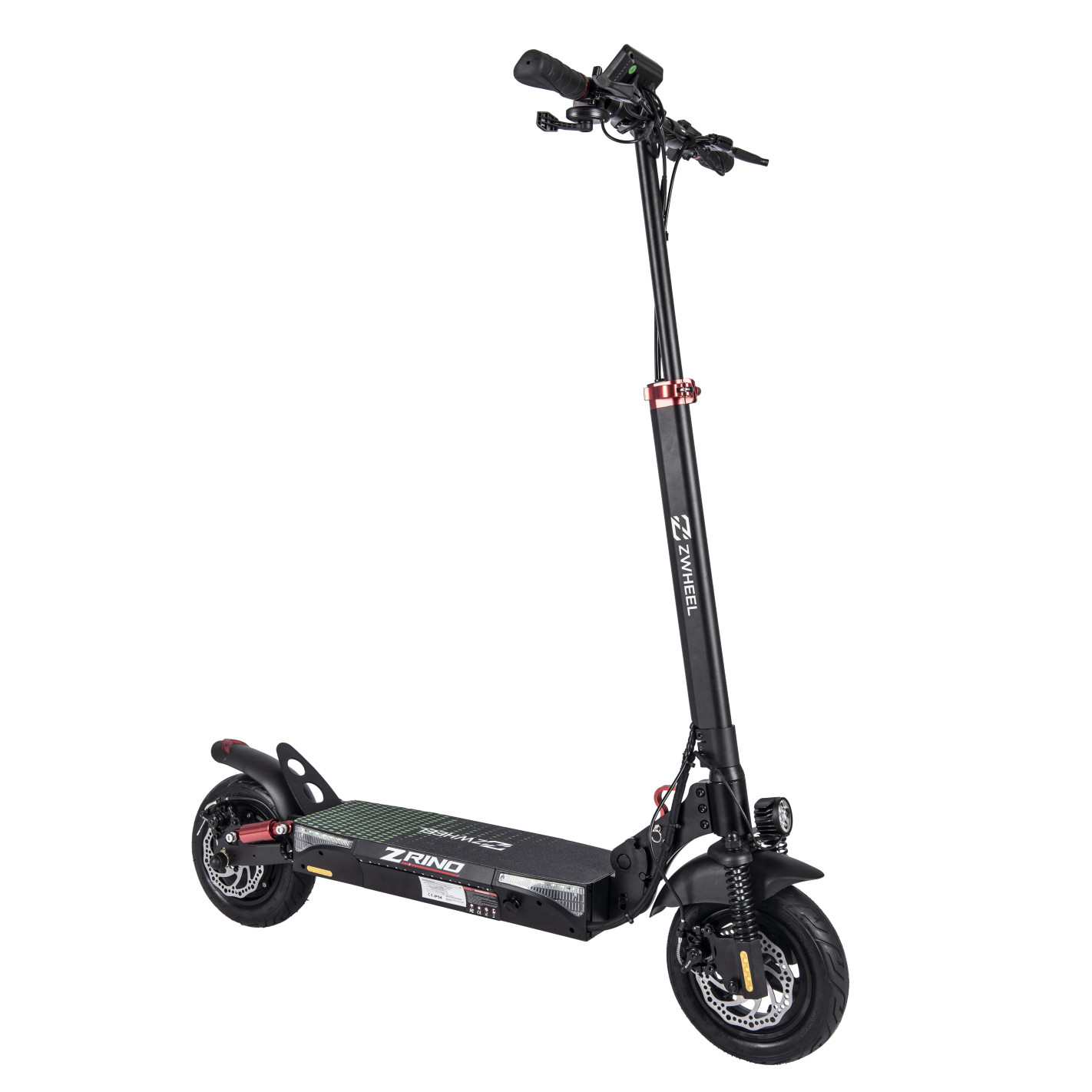 Zwheel ZRino SE  se trata del modelo de patinete eléctrico más importante de la firma ZWHEEL.  El ZRino SE cuenta con: un sistema de doble suspensión hidráulica delantero y trasero, un motor trasero de alta potencia, una batería que desarrolla una autonomía de hasta 35 Km, y unas ruedas de 10” sin cámara y de perfil ancho.